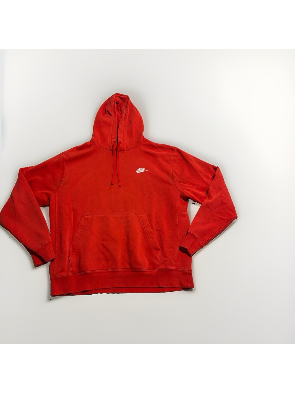 Nike Sweater Mens M Red Solid Sportswear Club Fleece Pullover Hoodie Sweatshirt